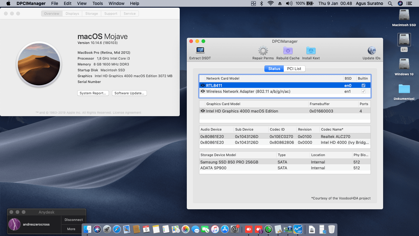 Success Hackintosh macOS Mojave 10.14.6 Build 18G103 in Asus A450CC-WX154D
